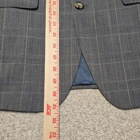 Bonobos Athletic Fit Sport Coat 38L Gray Blue Glen Plaid Blazer Marzotto Italian